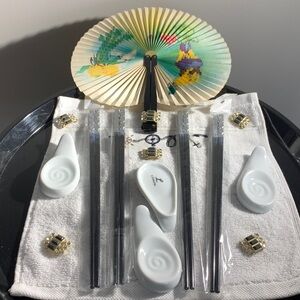 Oneida Shui Chopsticks & Luzerne Chopstick Rests - 8 Pieces